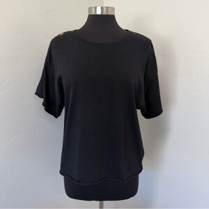 Nation LTD Terrin Black Tee with Gold Snaps Size L